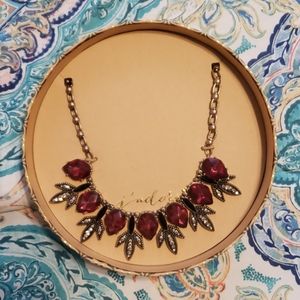 Red Jeweled Statement Necklace